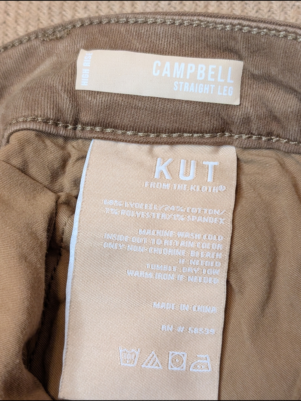 Kut From the Kloth Campbell High Rise Straight Leg Jeans Pants Taupe Camel Brown - Picture 9 of 13